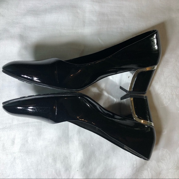 Soft Style Deanna Cross Hatch Patent/Silver Heels - Picture 5 of 9